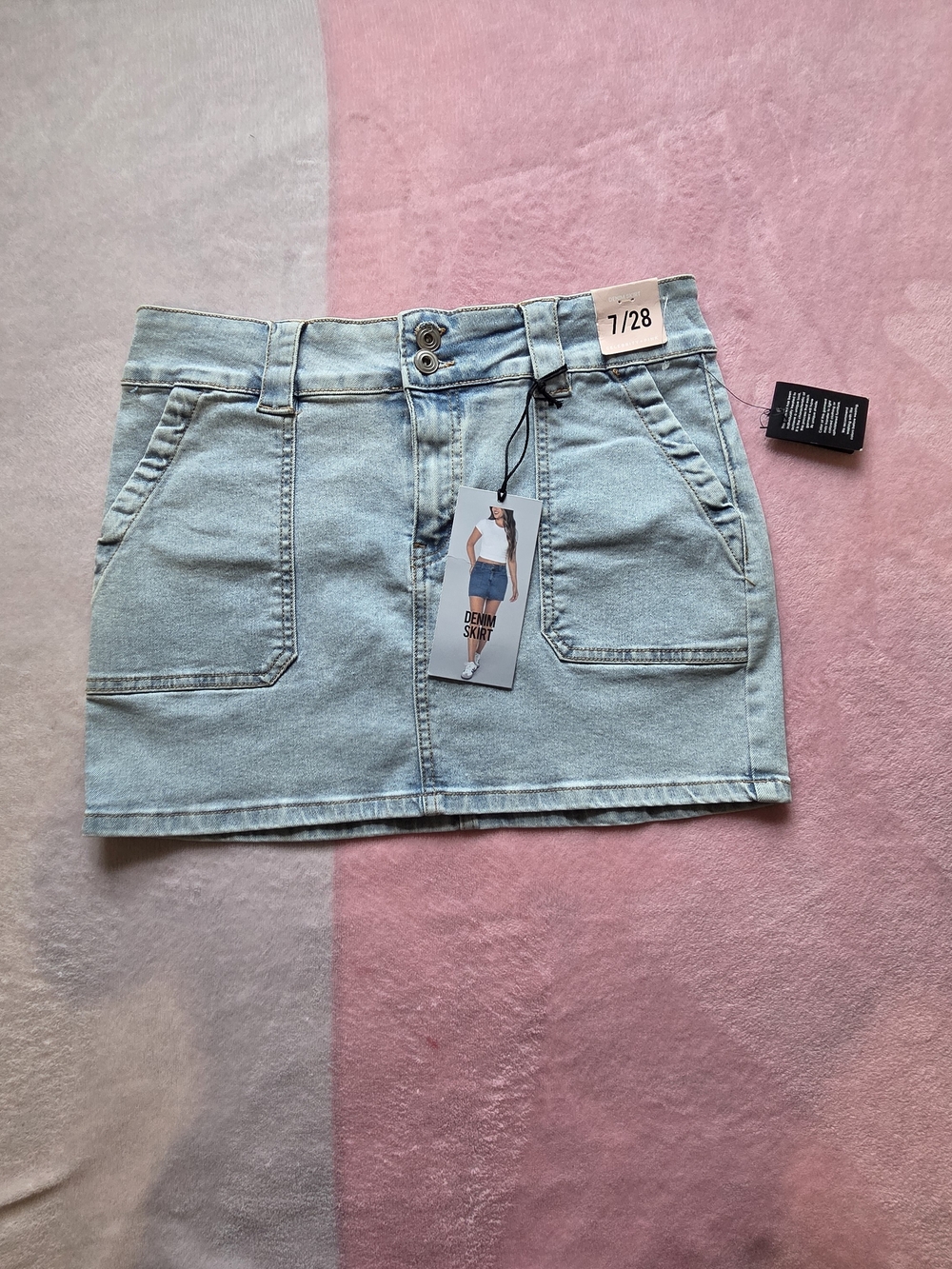 Celebrity Pink Light Blue Denim Mini Skirt